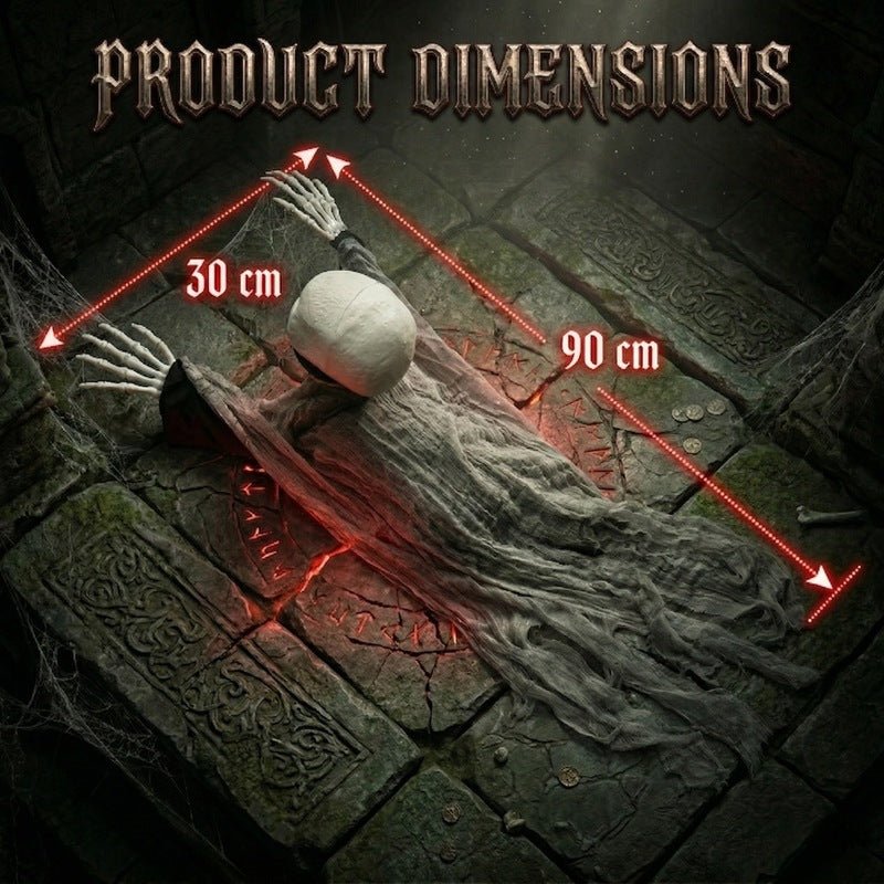 Voice Control Halloween Ghost – Glowing Red Eyes, Auto-Moving Hands, Foldable Bloody Zombie Screamer, Animatronic Decor - LeeHT