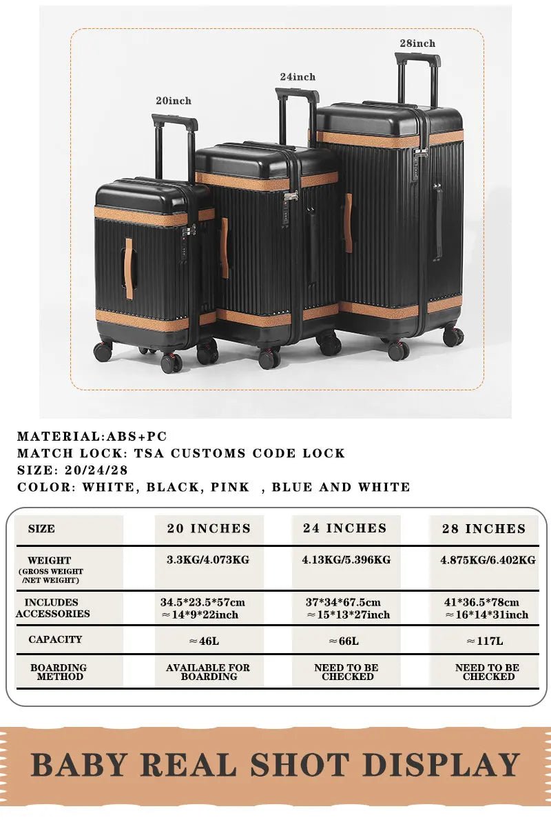 Wholesale ABS Luggage Set 20-24-28 Inch Suitcases Spinner Caster Carry-on School Travel Bags Elegant Trolley Suitcase Design - LeeHT