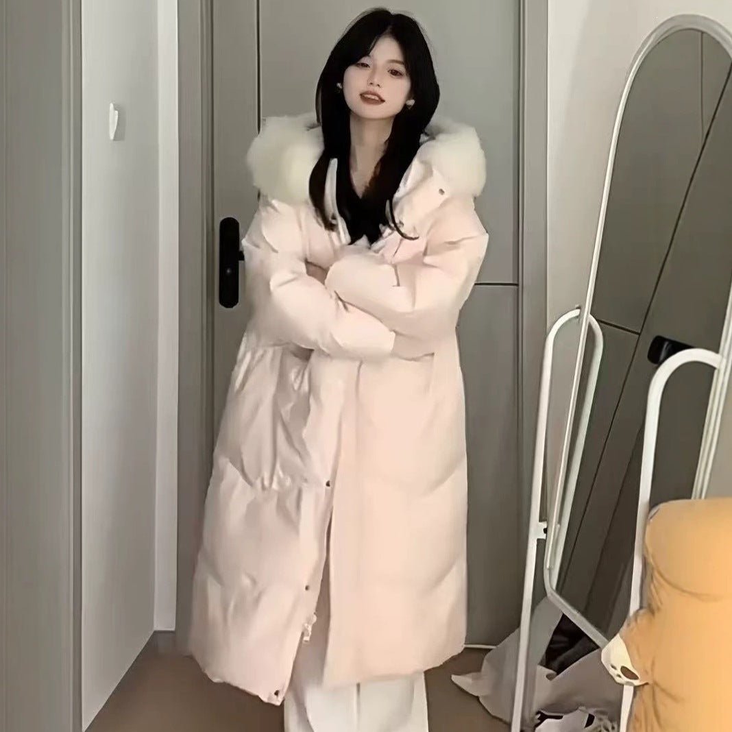Women's Long Puffer Coat with Large Fur Collar - Winter Fashion Quilted Jacket - LeeHT