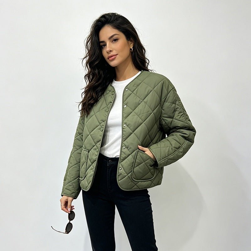 Women's Loose Diamond Quilted Lightweight Padded Jacket - LeeHT