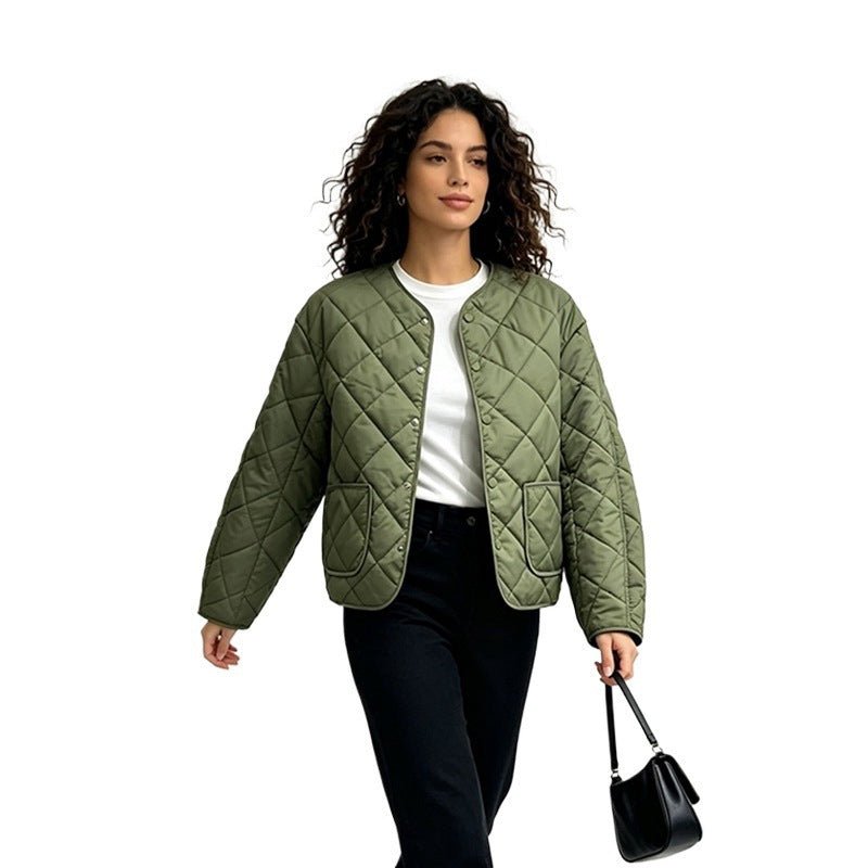 Women's Loose Diamond Quilted Lightweight Padded Jacket - LeeHT