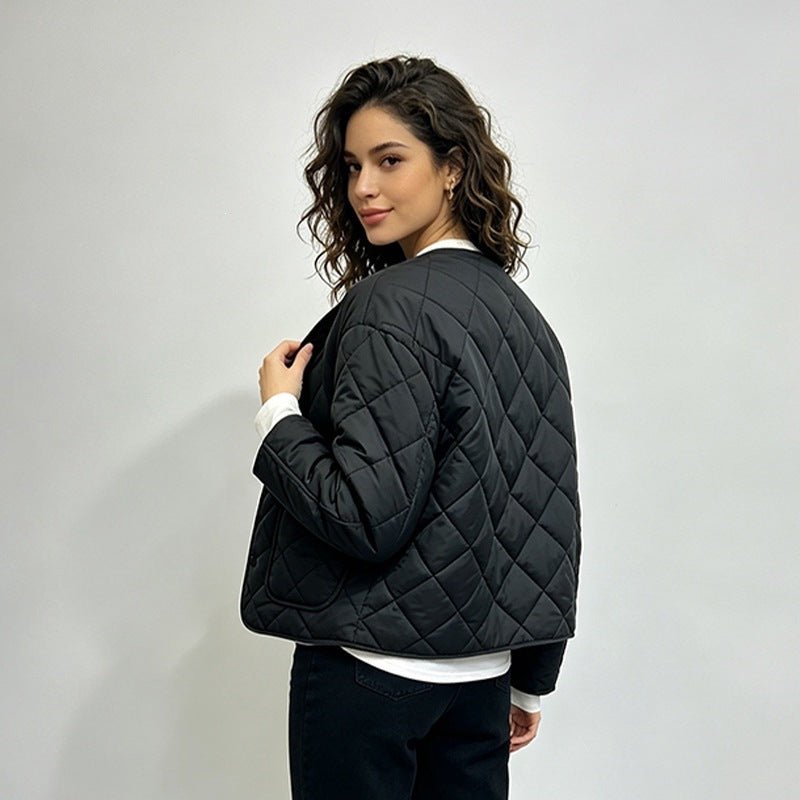 Women's Loose Diamond Quilted Lightweight Padded Jacket - LeeHT
