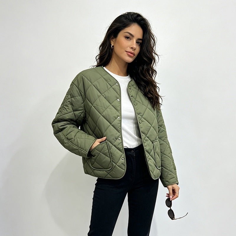 Women's Loose Diamond Quilted Lightweight Padded Jacket - LeeHT