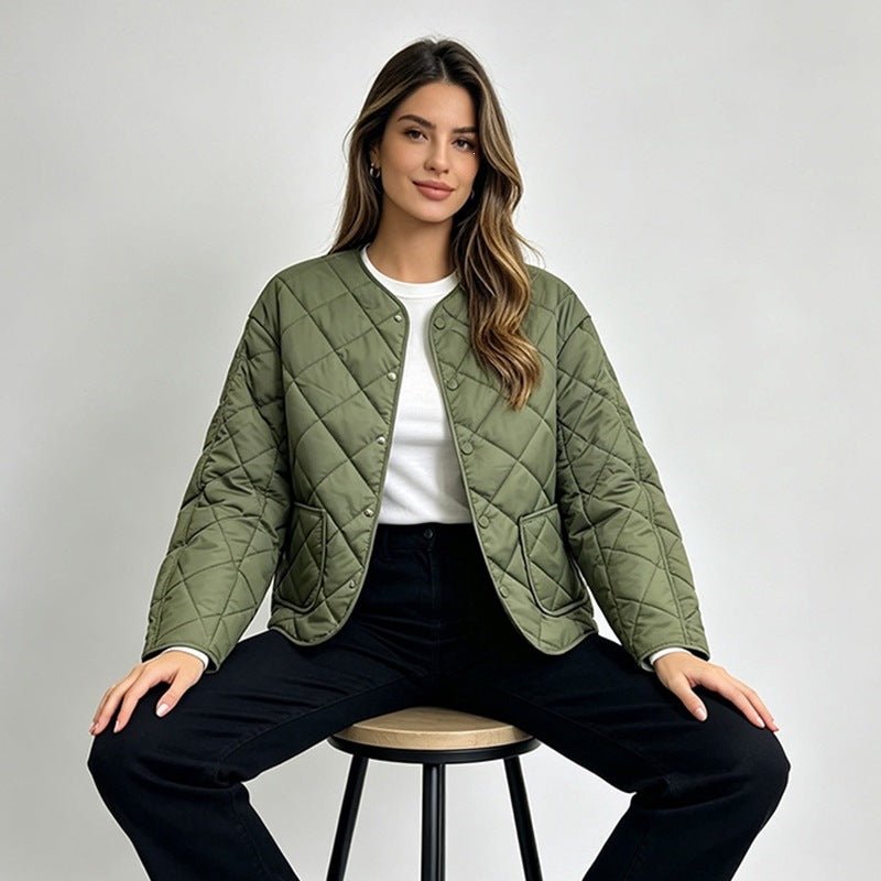 Women's Loose Diamond Quilted Lightweight Padded Jacket - LeeHT