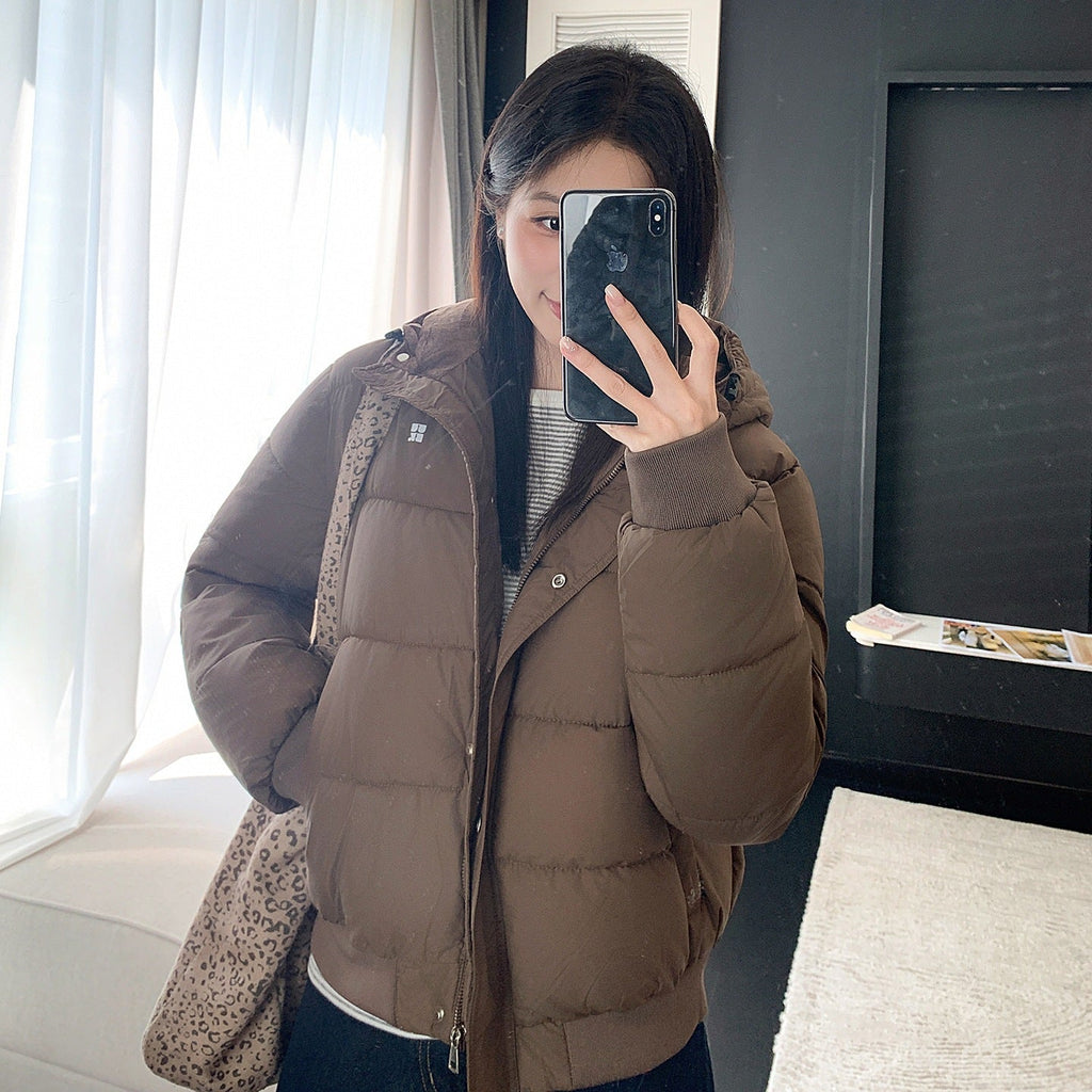 Women's Retro Hooded Padded Jacket Thick Warm Winter Short Coat for Petite - LeeHT