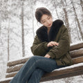 Women's Short Faux Fox Fur Collar Parka Coat - LeeHT