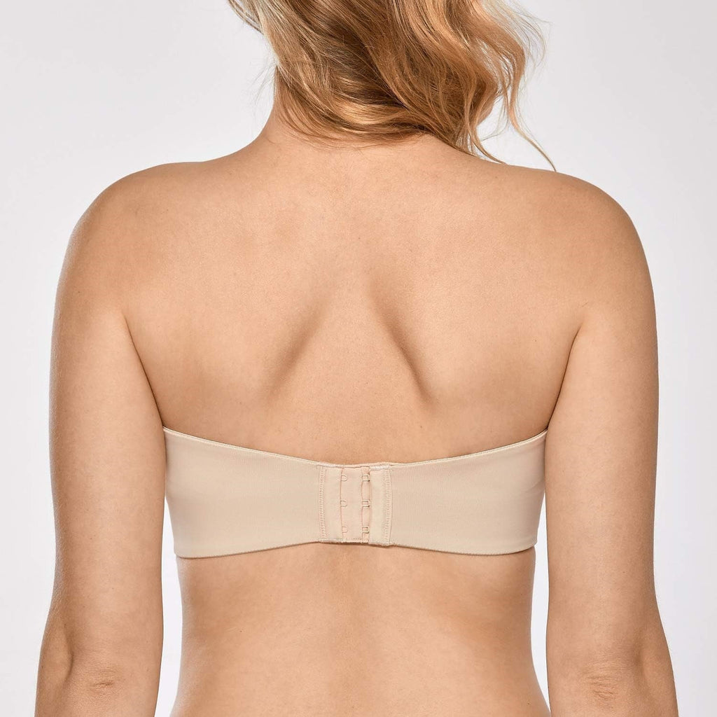 Women's strapless bra with unlined steel rims and reduced chest size - LeeHT