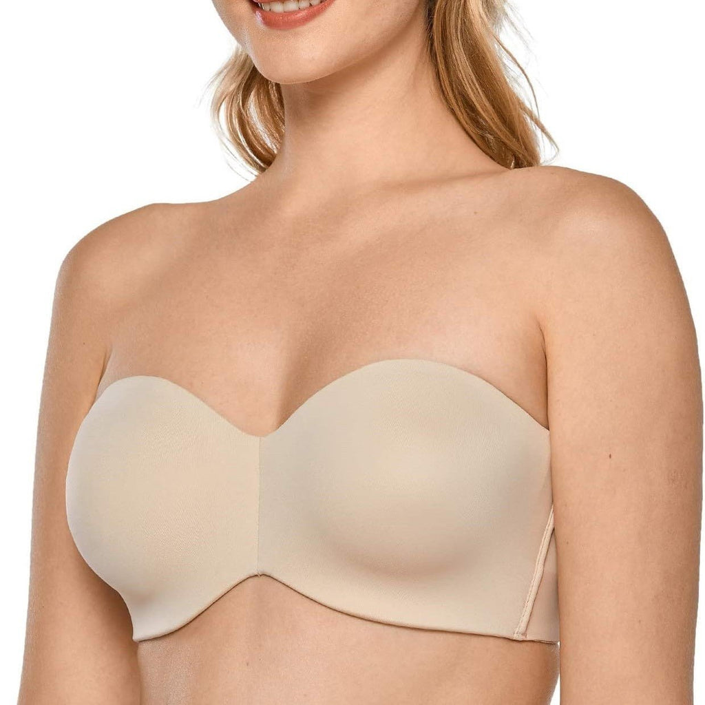 Women's strapless bra with unlined steel rims and reduced chest size - LeeHT