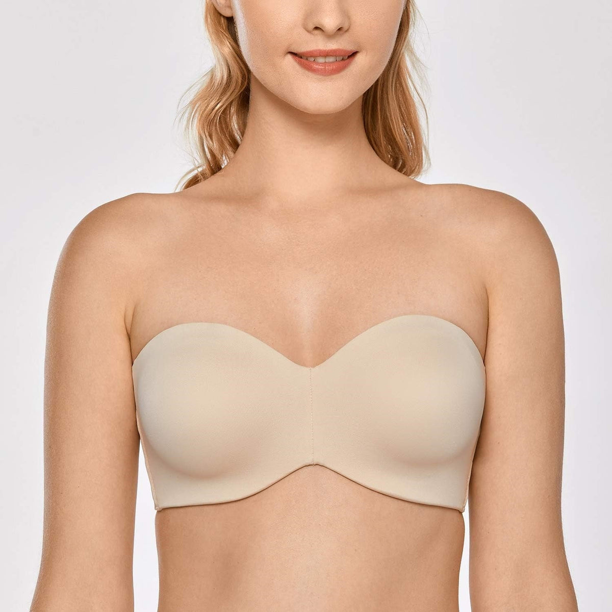 Women's strapless bra with unlined steel rims and reduced chest size - LeeHT