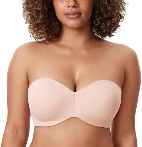 Women's strapless bra with unlined steel rims and reduced chest size - LeeHT