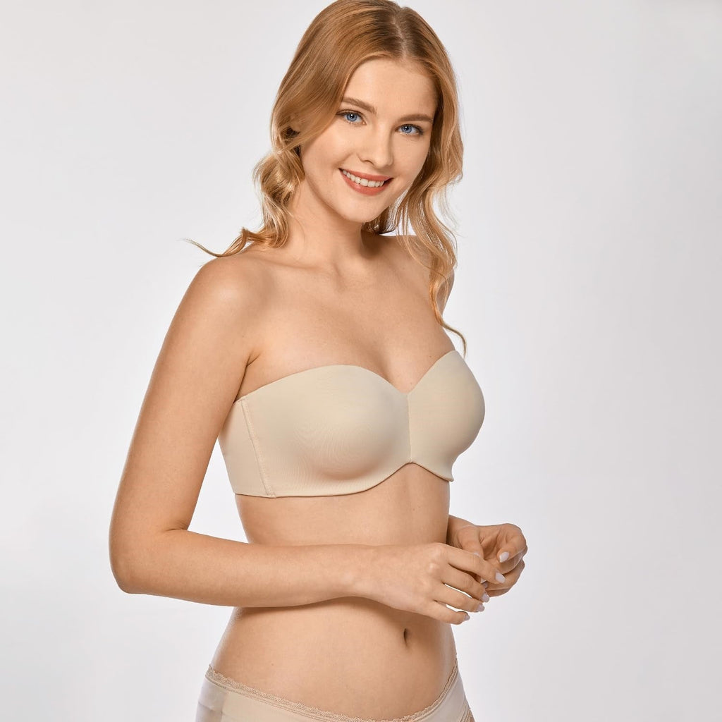 Women's strapless bra with unlined steel rims and reduced chest size - LeeHT