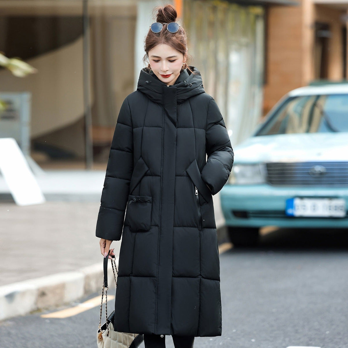 Women's Thickened Cotton-Padded Jacket Slim Fit Knee-Length Winter Coat - LeeHT