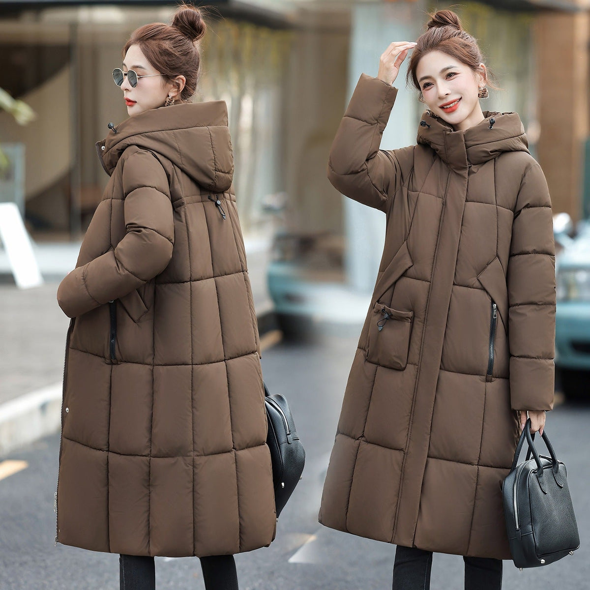 Women's Thickened Cotton-Padded Jacket Slim Fit Knee-Length Winter Coat - LeeHT